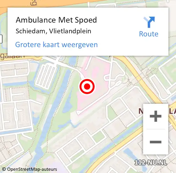 Locatie op kaart van de 112 melding: Ambulance Met Spoed Naar Schiedam, Vlietlandplein op 14 augustus 2022 14:37