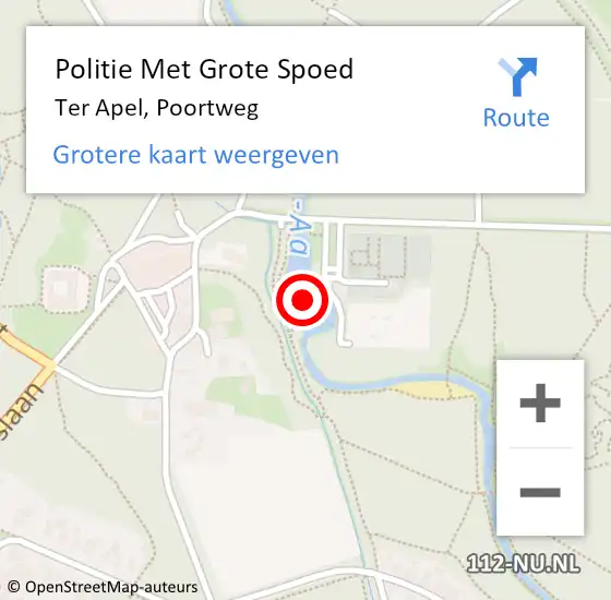 Locatie op kaart van de 112 melding: Politie Met Grote Spoed Naar Ter Apel, Poortweg op 14 augustus 2022 14:41