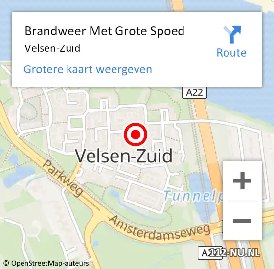 Locatie op kaart van de 112 melding: Brandweer Met Grote Spoed Naar Velsen-Zuid op 14 augustus 2022 14:56