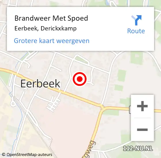 Locatie op kaart van de 112 melding: Brandweer Met Spoed Naar Eerbeek, Derickxkamp op 14 augustus 2022 15:06