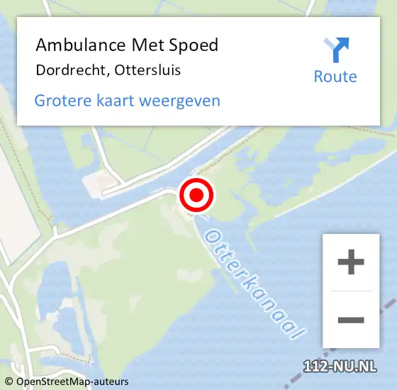 Locatie op kaart van de 112 melding: Ambulance Met Spoed Naar Dordrecht, Ottersluis op 14 augustus 2022 15:27