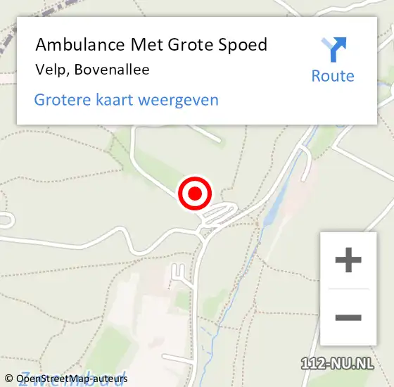 Locatie op kaart van de 112 melding: Ambulance Met Grote Spoed Naar Velp, Bovenallee op 14 augustus 2022 15:32