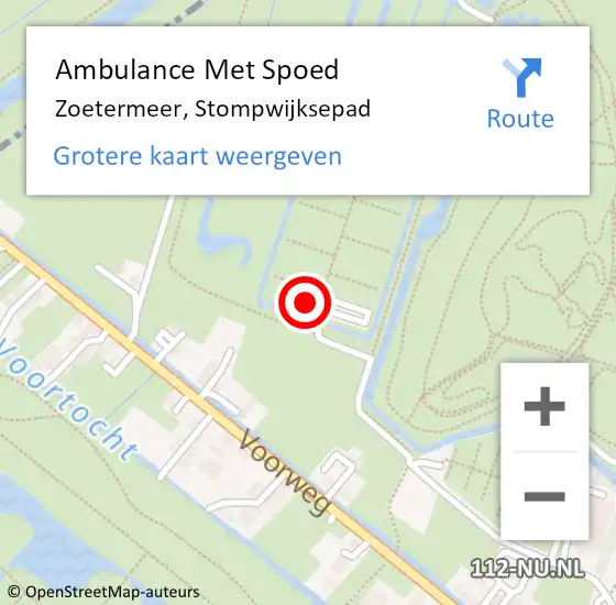 Locatie op kaart van de 112 melding: Ambulance Met Spoed Naar Zoetermeer, Stompwijksepad op 14 augustus 2022 15:35