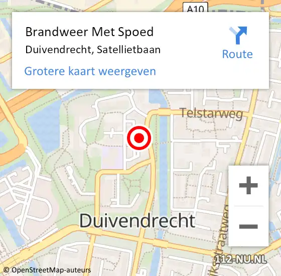Locatie op kaart van de 112 melding: Brandweer Met Spoed Naar Duivendrecht, Satellietbaan op 14 augustus 2022 15:42