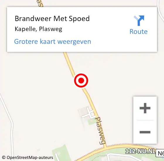 Locatie op kaart van de 112 melding: Brandweer Met Spoed Naar Kapelle, Plasweg op 14 augustus 2022 15:45