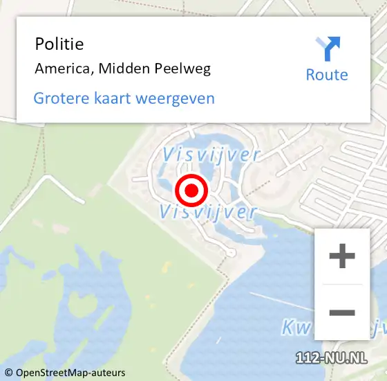 Locatie op kaart van de 112 melding: Politie America, Midden Peelweg op 14 augustus 2022 15:52