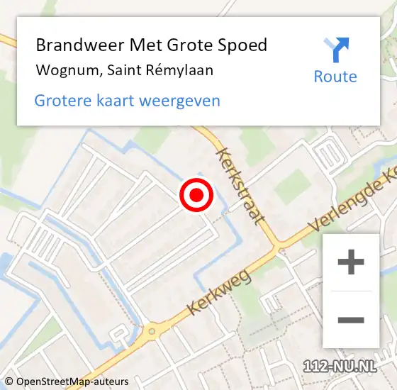 Locatie op kaart van de 112 melding: Brandweer Met Grote Spoed Naar Wognum, Saint Rémylaan op 14 augustus 2022 16:13