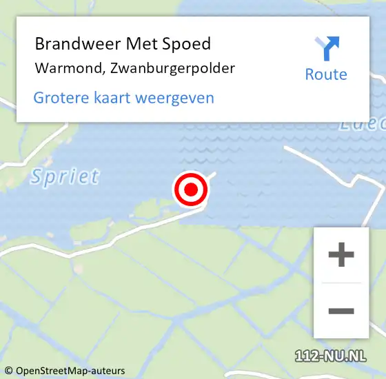 Locatie op kaart van de 112 melding: Brandweer Met Spoed Naar Warmond, Zwanburgerpolder op 14 augustus 2022 16:26