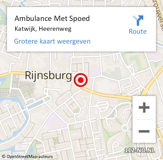 Locatie op kaart van de 112 melding: Ambulance Met Spoed Naar Katwijk, Heerenweg op 14 augustus 2022 16:40