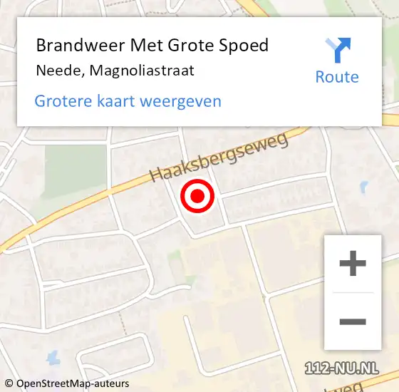 Locatie op kaart van de 112 melding: Brandweer Met Grote Spoed Naar Neede, Magnoliastraat op 14 augustus 2022 17:01