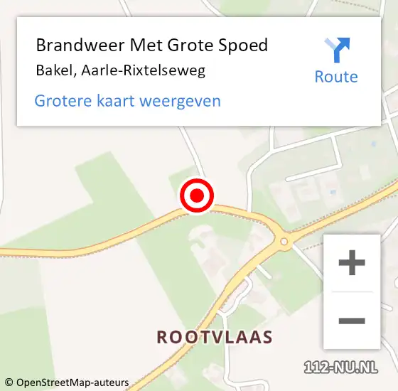 Locatie op kaart van de 112 melding: Brandweer Met Grote Spoed Naar Bakel, Aarle-Rixtelseweg op 14 augustus 2022 17:01