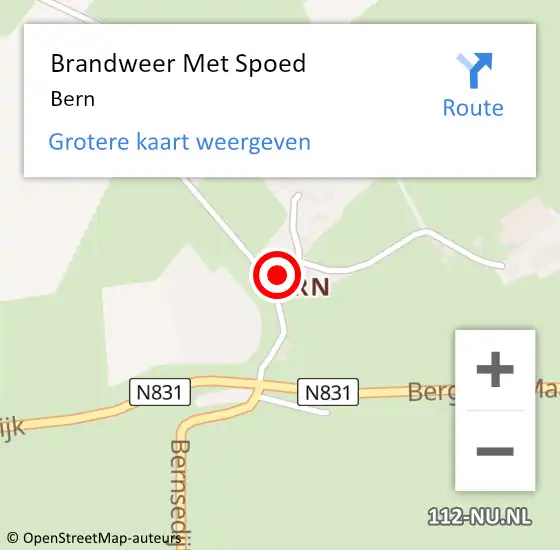 Locatie op kaart van de 112 melding: Brandweer Met Spoed Naar Bern op 14 augustus 2022 17:11