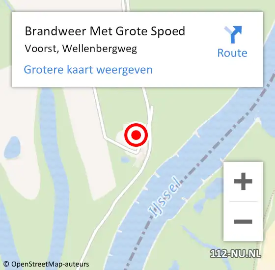 Locatie op kaart van de 112 melding: Brandweer Met Grote Spoed Naar Voorst, Wellenbergweg op 14 augustus 2022 17:31