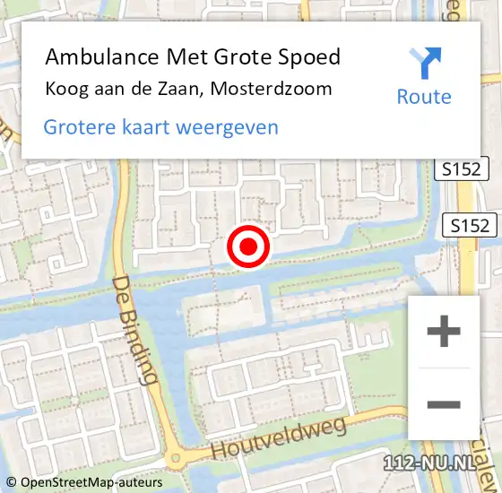 Locatie op kaart van de 112 melding: Ambulance Met Grote Spoed Naar Koog aan de Zaan, Mosterdzoom op 26 juli 2014 11:49