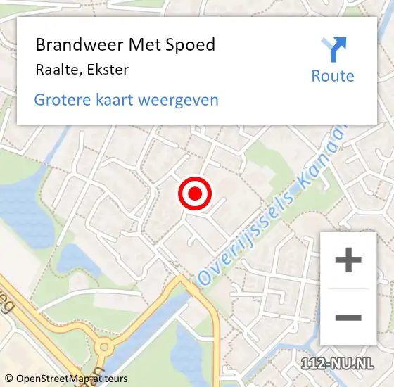 Locatie op kaart van de 112 melding: Brandweer Met Spoed Naar Raalte, Ekster op 14 augustus 2022 18:11