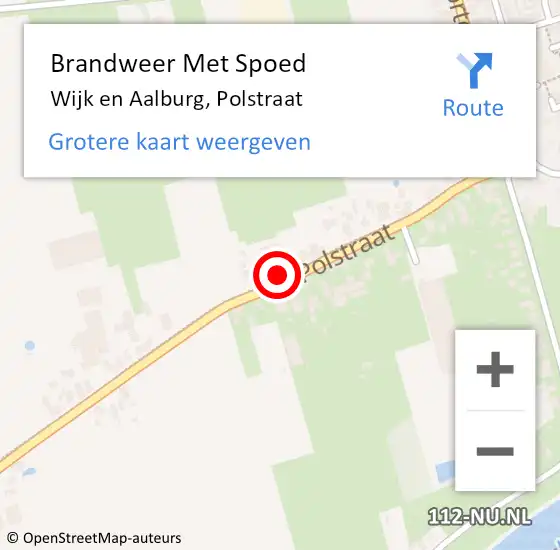 Locatie op kaart van de 112 melding: Brandweer Met Spoed Naar Wijk en Aalburg, Polstraat op 14 augustus 2022 18:22