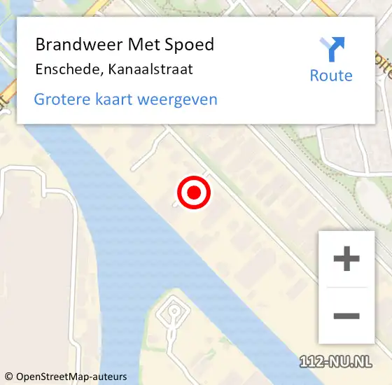 Locatie op kaart van de 112 melding: Brandweer Met Spoed Naar Enschede, Kanaalstraat op 14 augustus 2022 18:24