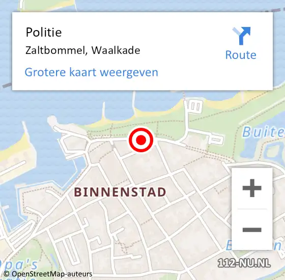 Locatie op kaart van de 112 melding: Politie Zaltbommel, Waalkade op 14 augustus 2022 18:27