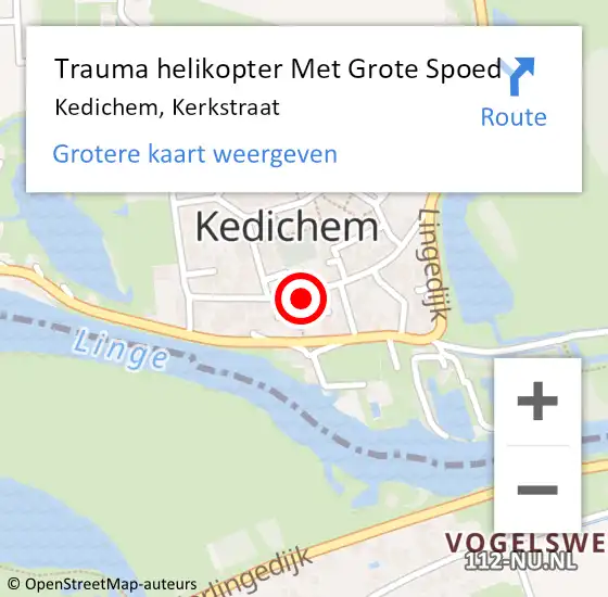 Locatie op kaart van de 112 melding: Trauma helikopter Met Grote Spoed Naar Kedichem, Kerkstraat op 14 augustus 2022 18:29