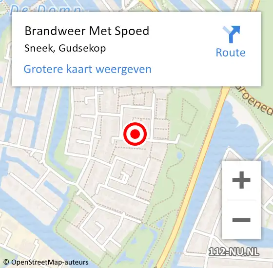 Locatie op kaart van de 112 melding: Brandweer Met Spoed Naar Sneek, Gudsekop op 14 augustus 2022 19:41