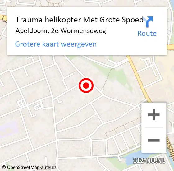 Locatie op kaart van de 112 melding: Trauma helikopter Met Grote Spoed Naar Apeldoorn, 2e Wormenseweg op 14 augustus 2022 20:03