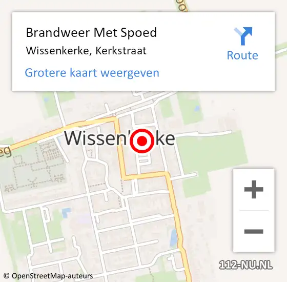Locatie op kaart van de 112 melding: Brandweer Met Spoed Naar Wissenkerke, Kerkstraat op 14 augustus 2022 20:11