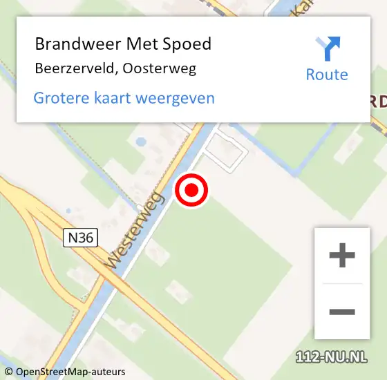 Locatie op kaart van de 112 melding: Brandweer Met Spoed Naar Beerzerveld, Oosterweg op 14 augustus 2022 20:12