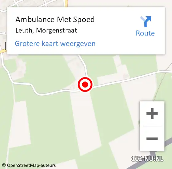 Locatie op kaart van de 112 melding: Ambulance Met Spoed Naar Leuth, Morgenstraat op 14 augustus 2022 20:13