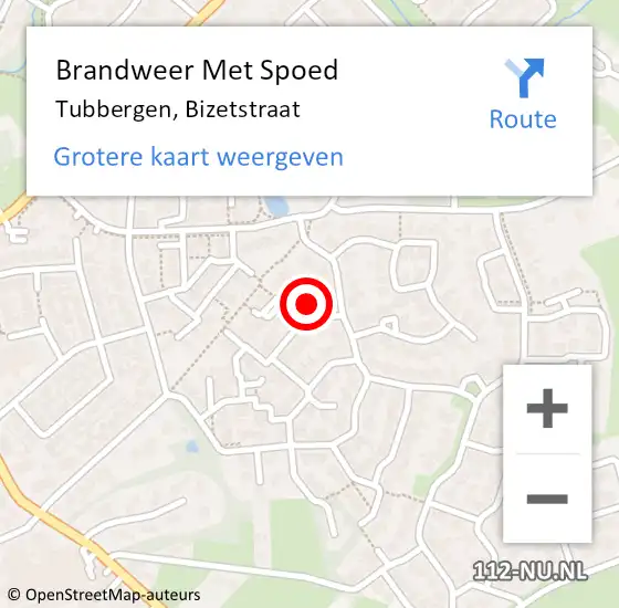 Locatie op kaart van de 112 melding: Brandweer Met Spoed Naar Tubbergen, Bizetstraat op 14 augustus 2022 20:18