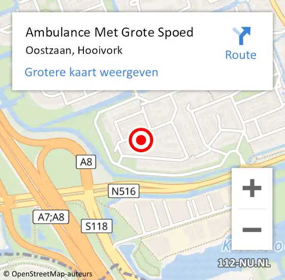 Locatie op kaart van de 112 melding: Ambulance Met Grote Spoed Naar Oostzaan, Hooivork op 14 augustus 2022 20:20