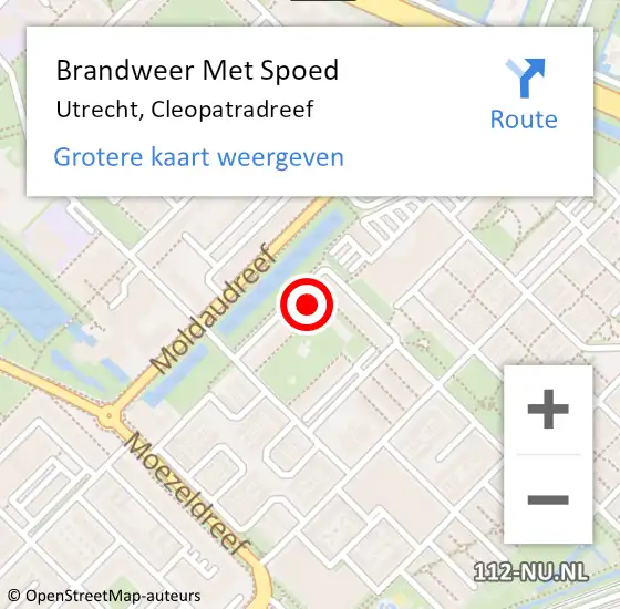 Locatie op kaart van de 112 melding: Brandweer Met Spoed Naar Utrecht, Cleopatradreef op 14 augustus 2022 20:28