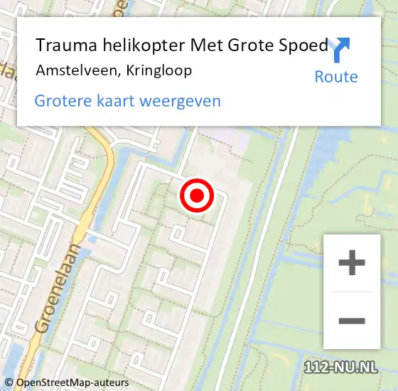 Locatie op kaart van de 112 melding: Trauma helikopter Met Grote Spoed Naar Amstelveen, Kringloop op 14 augustus 2022 20:56