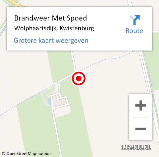 Locatie op kaart van de 112 melding: Brandweer Met Spoed Naar Wolphaartsdijk, Kwistenburg op 14 augustus 2022 21:10