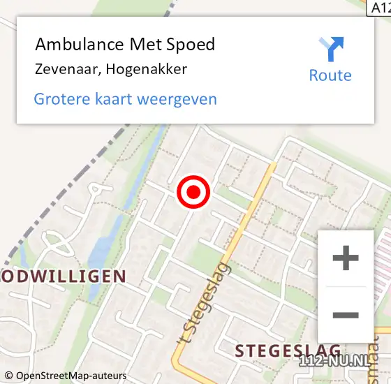 Locatie op kaart van de 112 melding: Ambulance Met Spoed Naar Zevenaar, Hogenakker op 14 augustus 2022 21:30