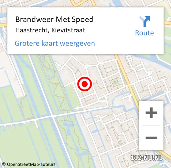 Locatie op kaart van de 112 melding: Brandweer Met Spoed Naar Haastrecht, Kievitstraat op 14 augustus 2022 21:37