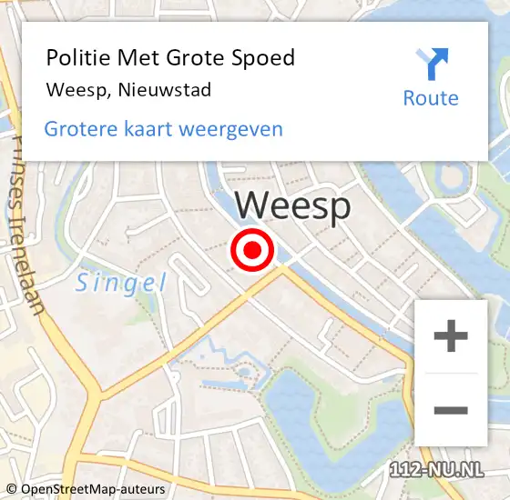 Locatie op kaart van de 112 melding: Politie Met Grote Spoed Naar Weesp, Nieuwstad op 14 augustus 2022 21:40