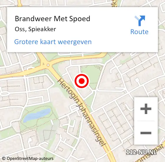 Locatie op kaart van de 112 melding: Brandweer Met Spoed Naar Oss, Spieakker op 14 augustus 2022 21:53