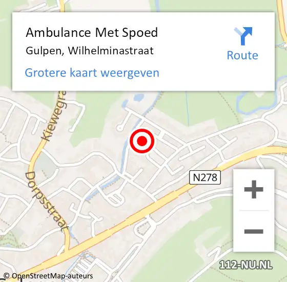 Locatie op kaart van de 112 melding: Ambulance Met Spoed Naar Gulpen, Wilhelminastraat op 26 juli 2014 12:10