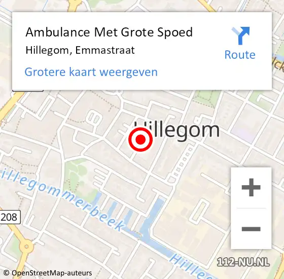 Locatie op kaart van de 112 melding: Ambulance Met Grote Spoed Naar Hillegom, Emmastraat op 26 juli 2014 12:12