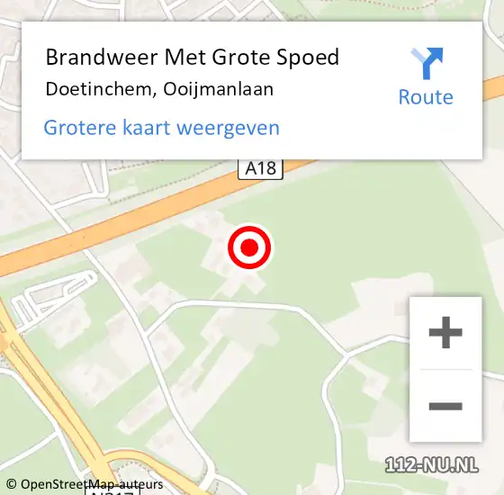 Locatie op kaart van de 112 melding: Brandweer Met Grote Spoed Naar Doetinchem, Ooijmanlaan op 14 augustus 2022 22:17