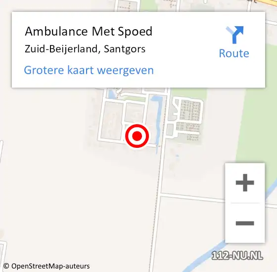 Locatie op kaart van de 112 melding: Ambulance Met Spoed Naar Zuid-Beijerland, Santgors op 14 augustus 2022 22:19