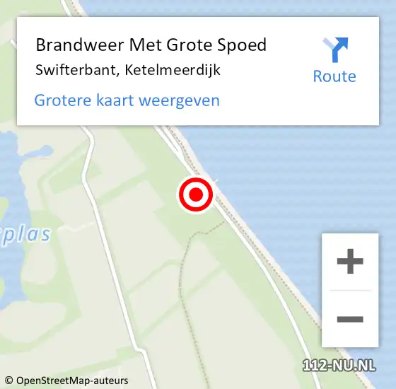 Locatie op kaart van de 112 melding: Brandweer Met Grote Spoed Naar Swifterbant, Ketelmeerdijk op 14 augustus 2022 22:41