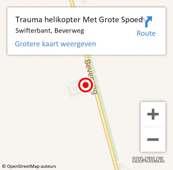 Locatie op kaart van de 112 melding: Trauma helikopter Met Grote Spoed Naar Swifterbant, Beverweg op 14 augustus 2022 22:44