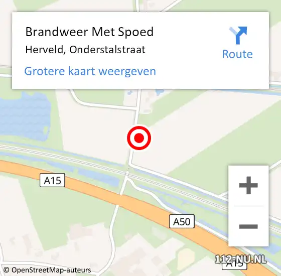 Locatie op kaart van de 112 melding: Brandweer Met Spoed Naar Herveld, Onderstalstraat op 14 augustus 2022 22:46