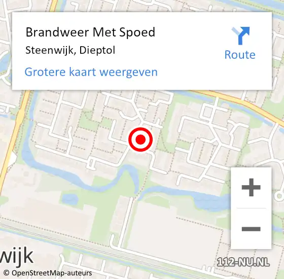 Locatie op kaart van de 112 melding: Brandweer Met Spoed Naar Steenwijk, Dieptol op 14 augustus 2022 22:55