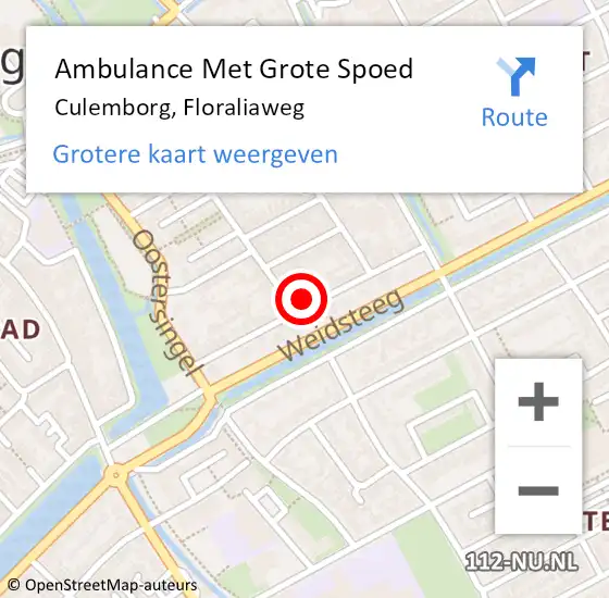 Locatie op kaart van de 112 melding: Ambulance Met Grote Spoed Naar Culemborg, Floraliaweg op 14 augustus 2022 23:33