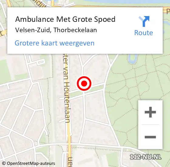 Locatie op kaart van de 112 melding: Ambulance Met Grote Spoed Naar Velsen-Zuid, Thorbeckelaan op 15 augustus 2022 00:04