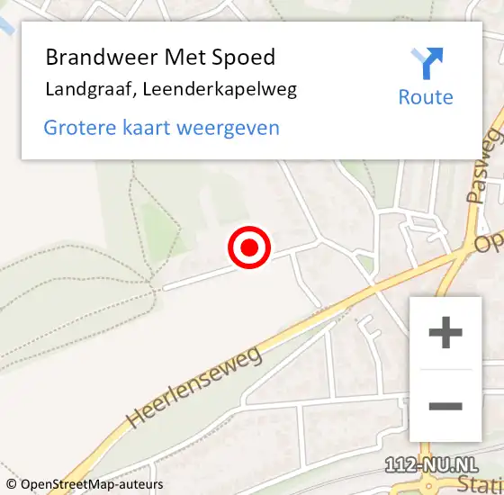 Locatie op kaart van de 112 melding: Brandweer Met Spoed Naar Landgraaf, Leenderkapelweg op 15 augustus 2022 00:14