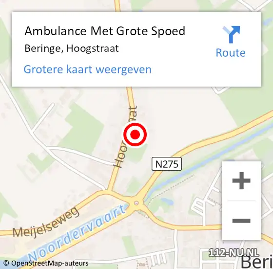 Locatie op kaart van de 112 melding: Ambulance Met Grote Spoed Naar Beringe, Hoogstraat op 26 juli 2014 12:20