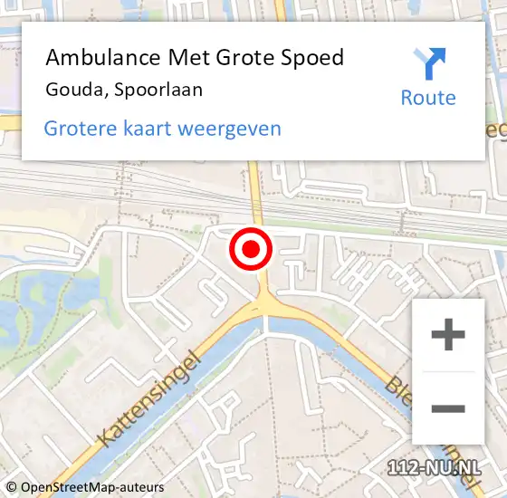 Locatie op kaart van de 112 melding: Ambulance Met Grote Spoed Naar Gouda, Spoorlaan op 15 augustus 2022 00:37